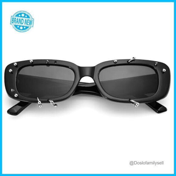 Rectangle Sunglasses Y2K Punk Studded Rivets Square Frame Fashion Statement main image 4